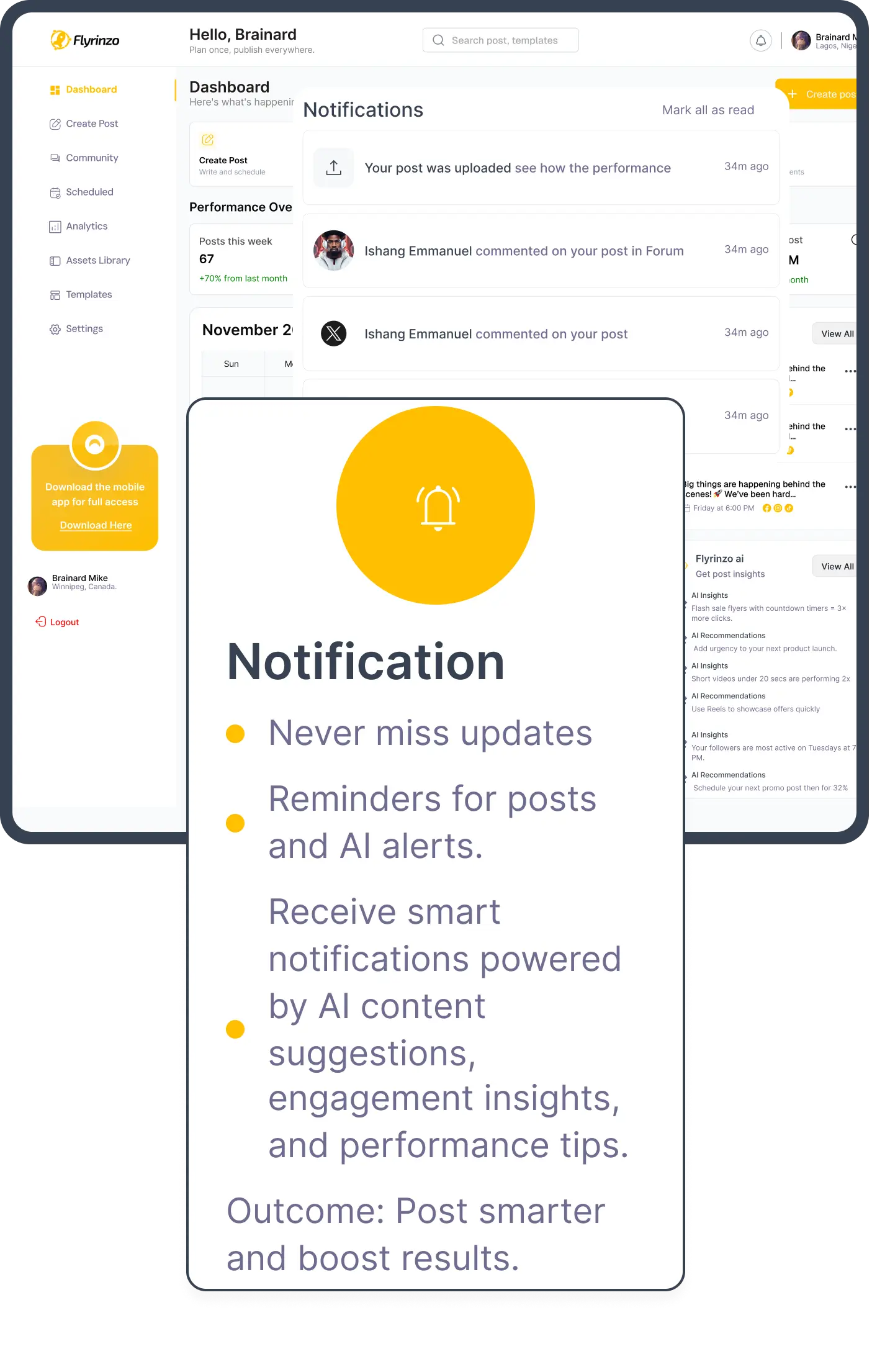 Notifications — never miss updates, reminders, and AI alerts
