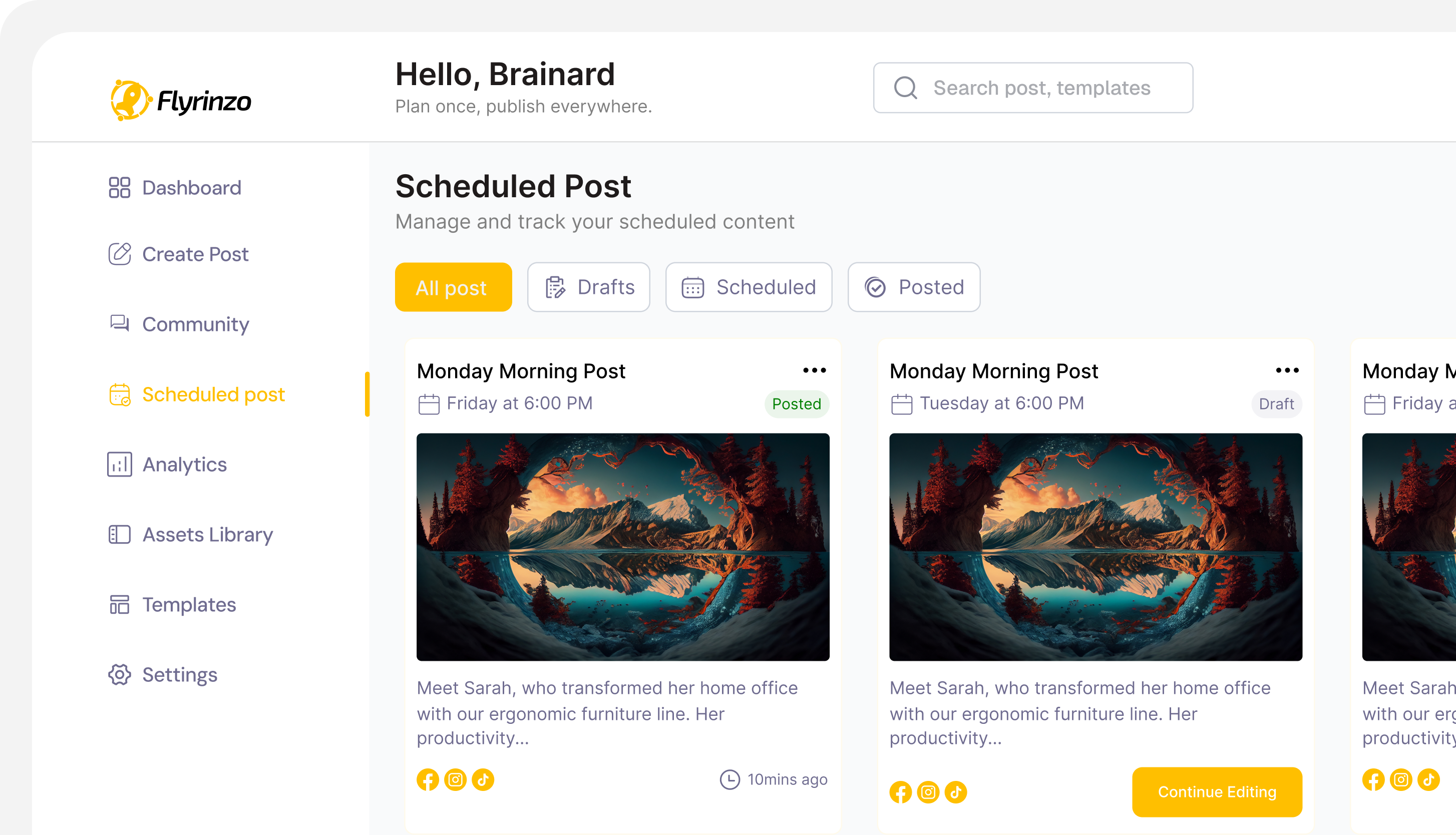 Flyrinzo scheduled posts